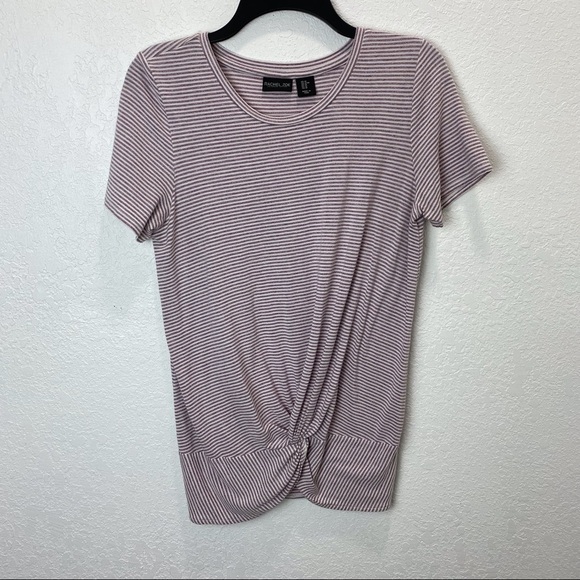 Rachel Zoe Tops - Rachel Zoe Knotted Front Hemline Striped T-Shirt